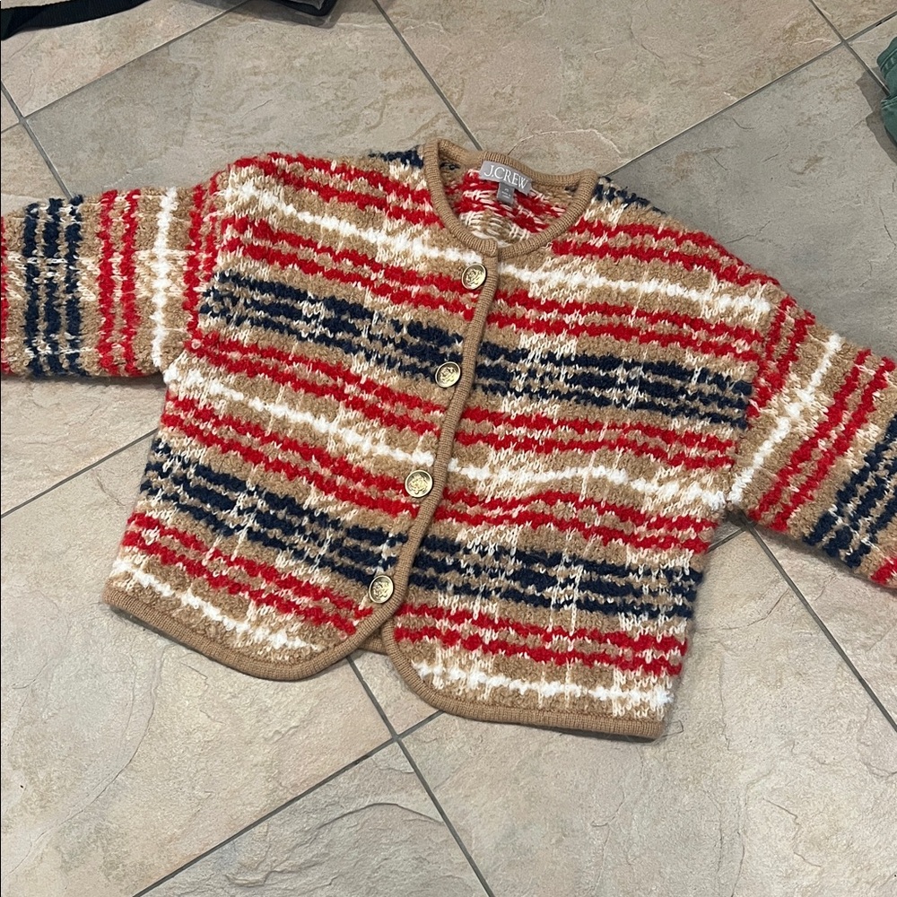 J. Crew Striped cropped Jacket with Gold Buttons